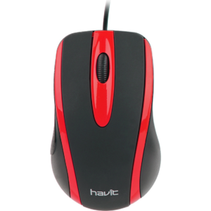 Mouse Cableado USB Negro Rojo con Botones, Genérica HV-MS753