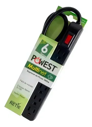 Multitoma Multinet 6TN, 6 Salidas hasta 1800W, Protección y Supresión de Picos
