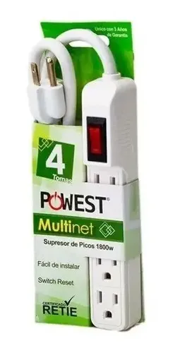 SUPRESOR DE PICOS BLANCO DE 4 SALIDAS REF.MULTINET 4TB