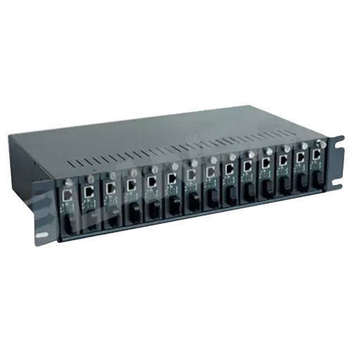 Chasis de montaje sobre rack para 14 convertidores de medios LANPRO - Fuente de poder redundante incl. - Image 2