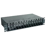 Chasis de montaje sobre rack para 14 convertidores de medios LANPRO - Fuente de poder redundante incl.