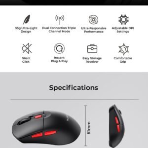 Havit Ergonomic Wireless Mouse Dual 2.4GHz USB Negro Rojo