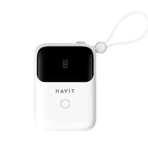 Power Bank con Pantalla 10000mAh, Cable USB-C - Blanco