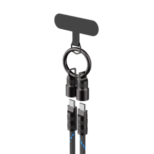 Cable USB Tipo C a USB Tipo C PD60W 3A 1.2mts Trenzado Negro con Azul
