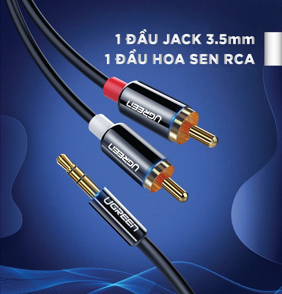 Cable de audio macho a 2 RCA macho, 5 metros negro - UGREEN