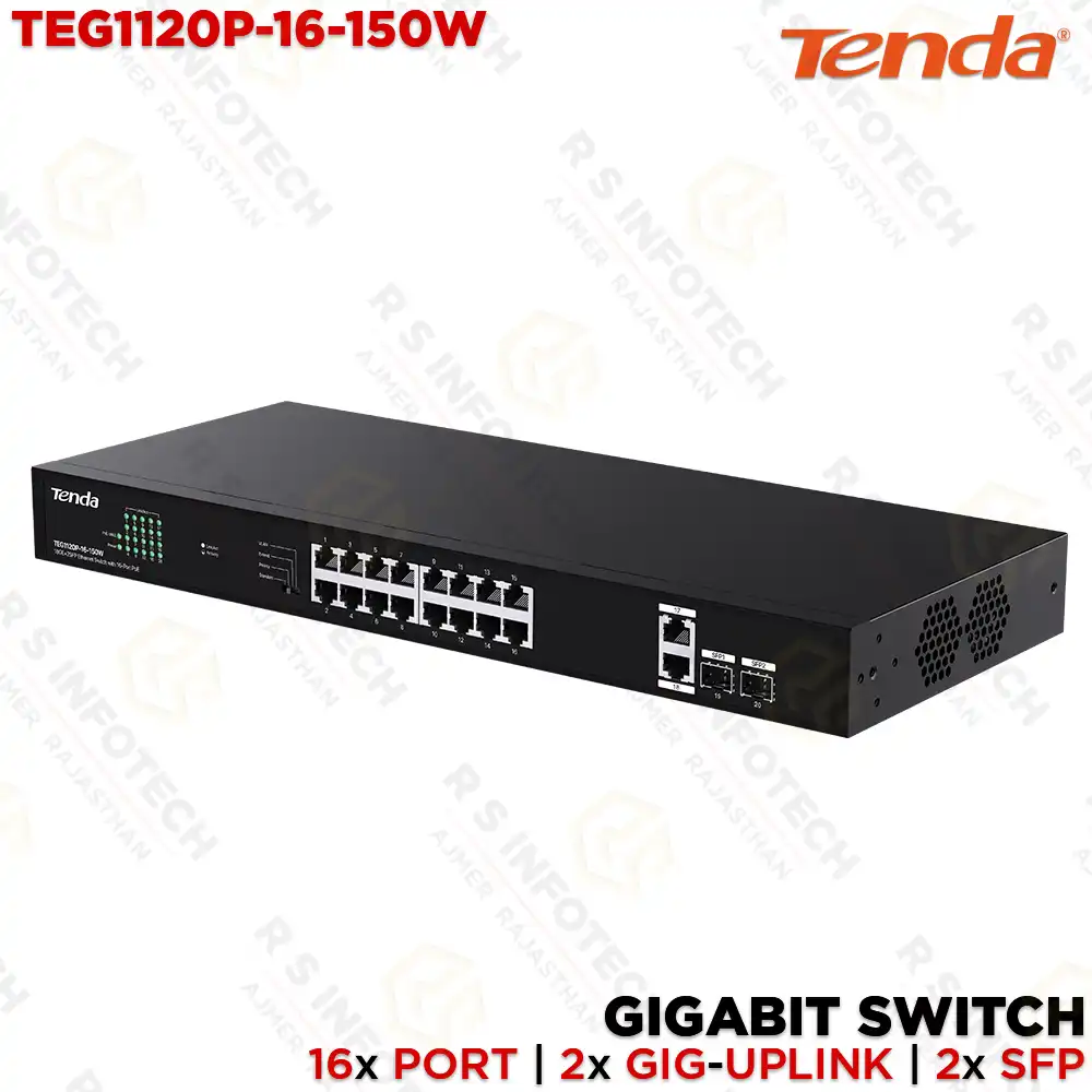 Switch Gigabit Poe 16 Puertos con Uplink y SFP - Genérica TEG1120P-16-150W